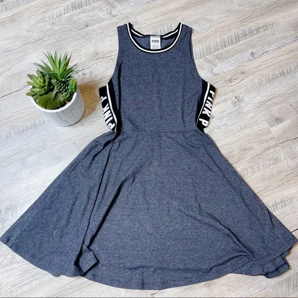 PINK Victoria's Secret | Dresses | Pink Victorias Secret Charcoal Grey Logo  Tank Top Skater Fit Flare Dress | Poshmark
